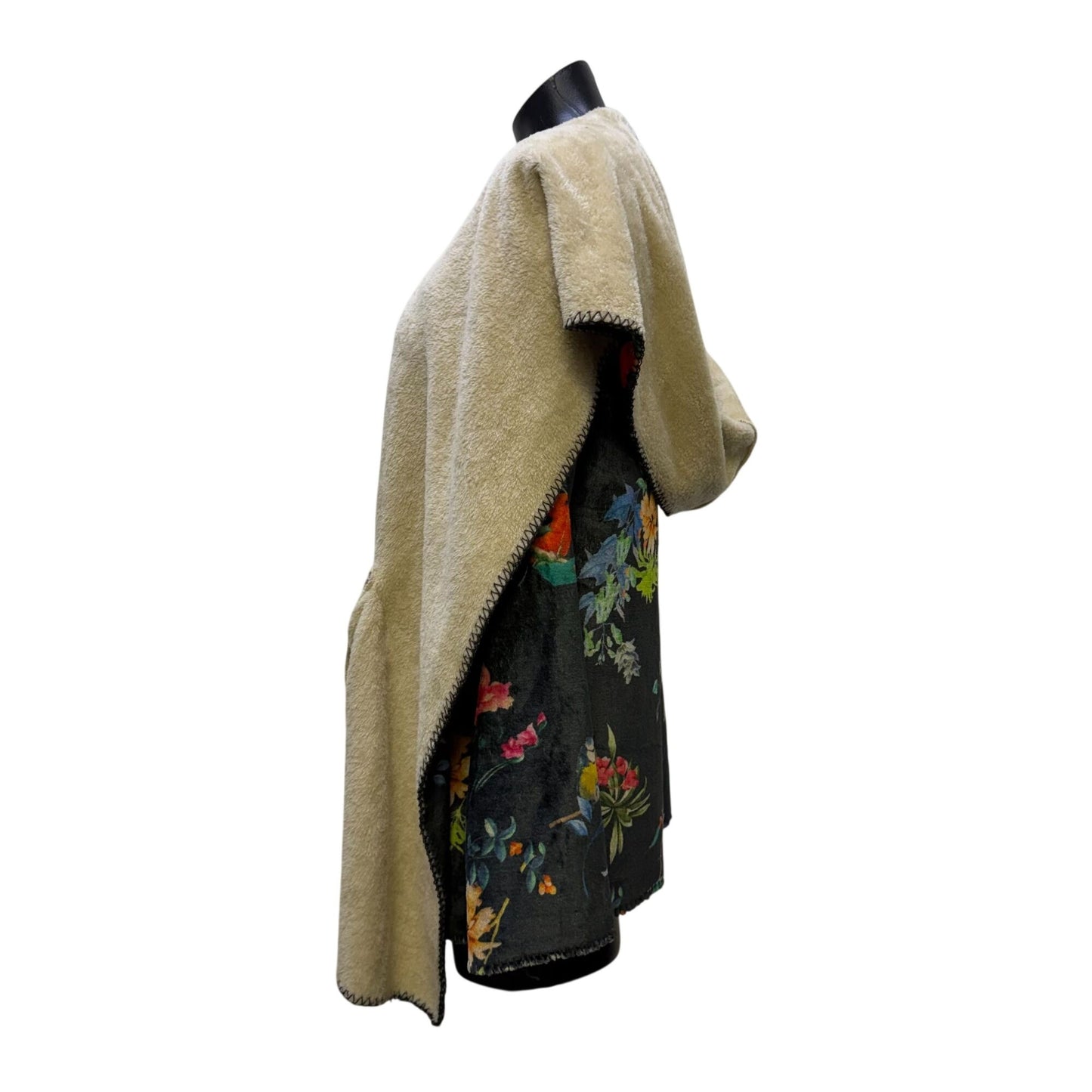 Johnny Was Beige & Green Floral Hooded Coat Jacket S