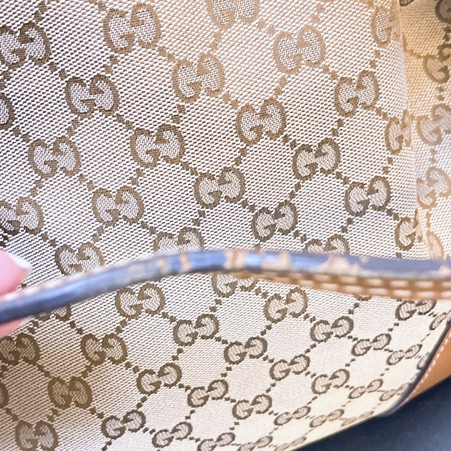 Gucci GG Canvas & Leather Hobo Bag Beige/Brown M