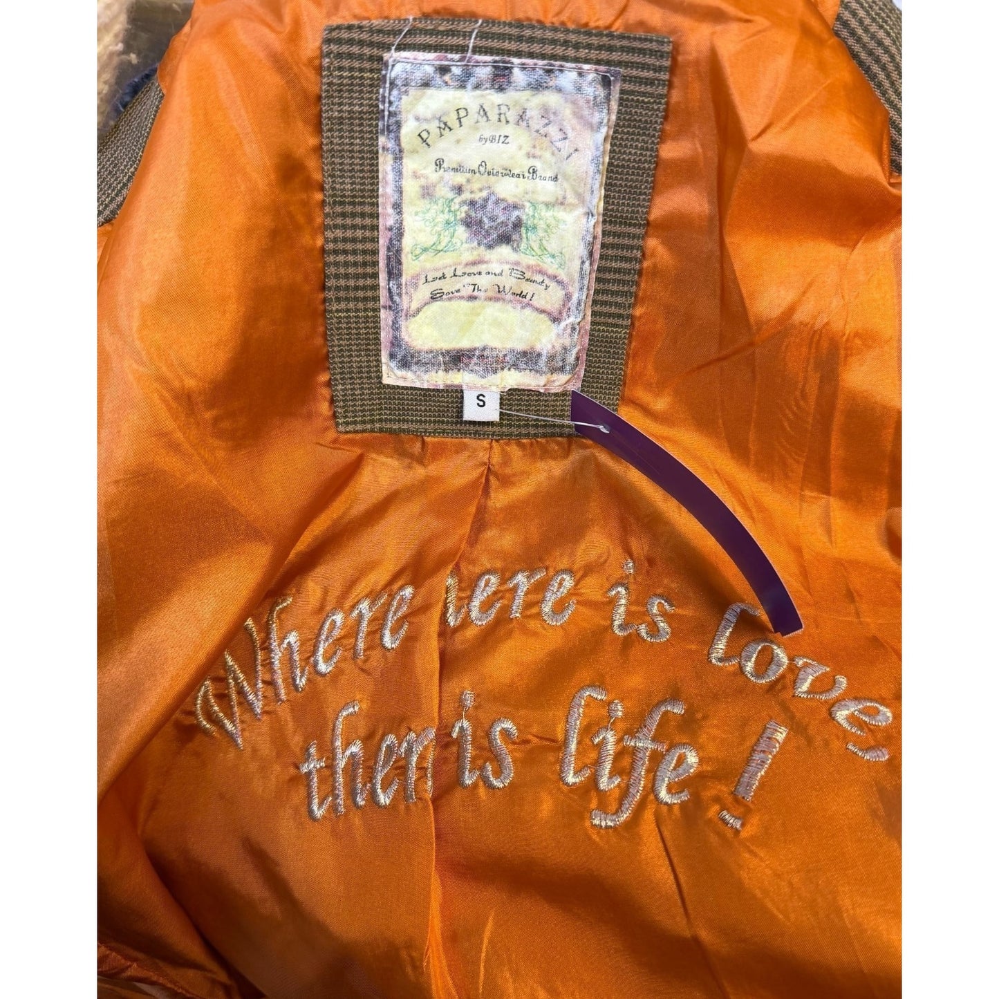 Paparazzi Embroidered Olive Pink Corduroy Floral Jacket With Fringe Detail Button Front S