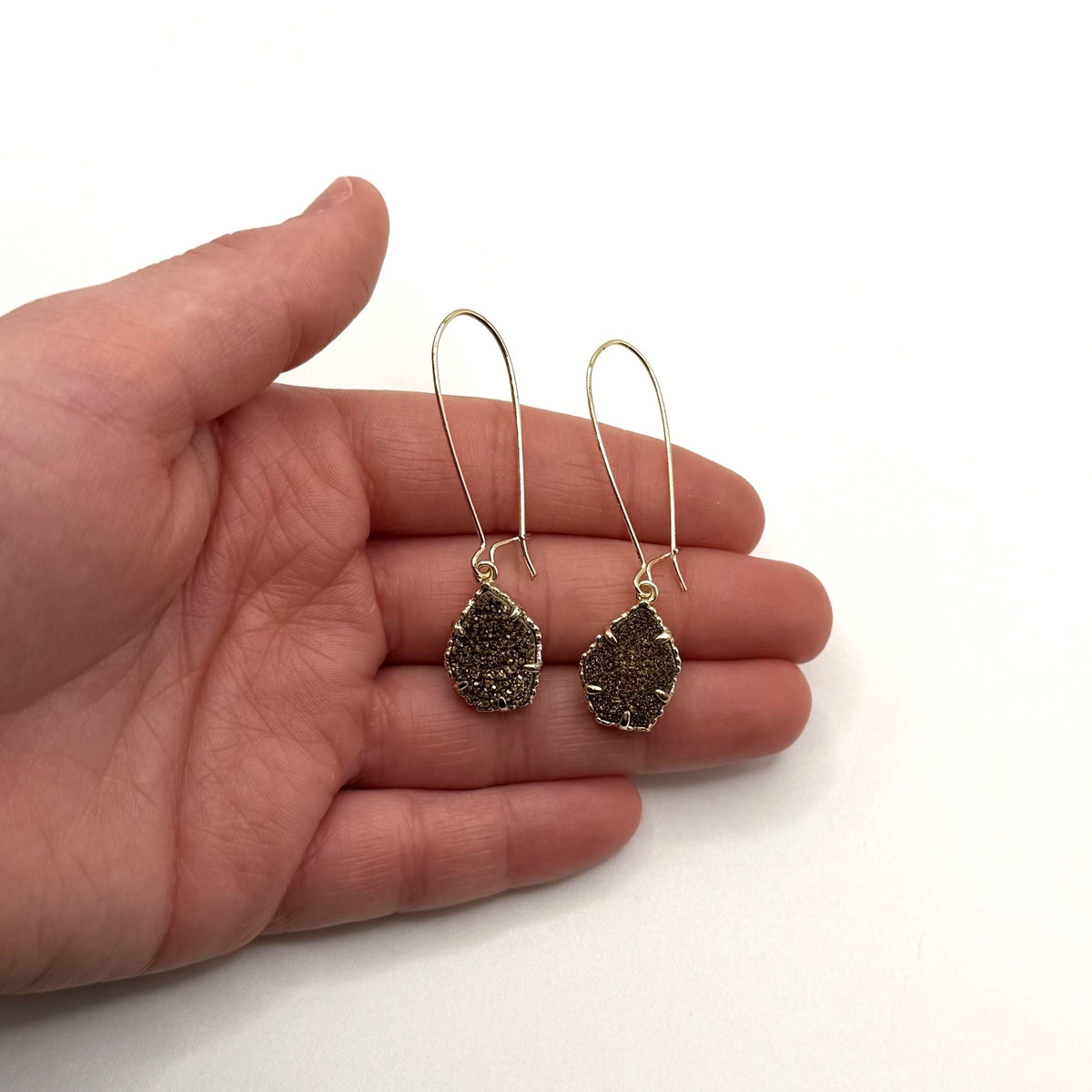 Kendra Scott Gold-Tone Drop Earrings With Textured Stone Accents