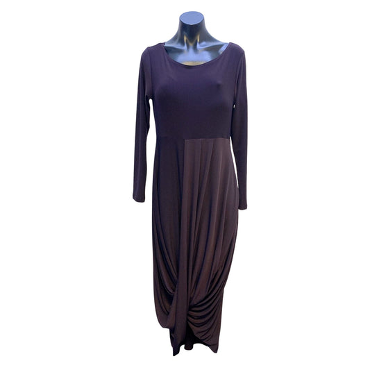 Sympli Womens Long Sleeve Plum Draped Dress Size 10