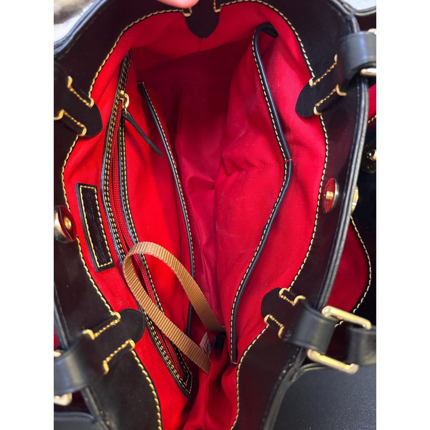 Dooney & Bourke Shoulder Bag With Multicolor DB 1975 Logo Pattern & Leather Straps