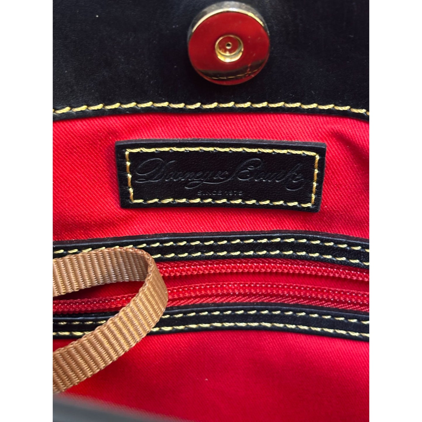 Dooney & Bourke Shoulder Bag With Multicolor DB 1975 Logo Pattern & Leather Straps