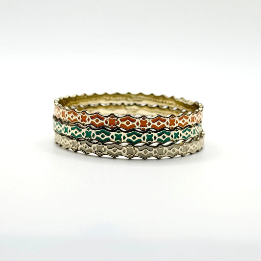Kendra Scott Mollie Bangle Set Of 3 Multicolor Gold Tone Bracelets