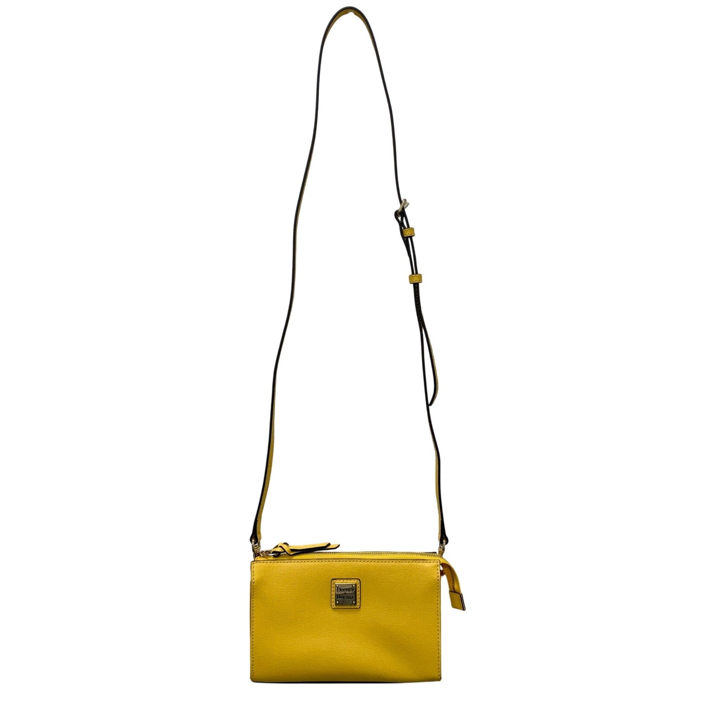 Dooney & Bourke Yellow Crossbody Bag With Adjustable Strap & Gold Hardware