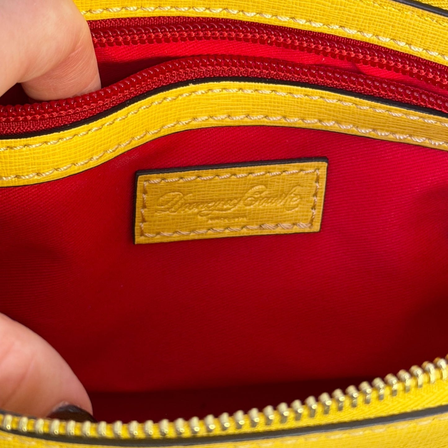 Dooney & Bourke Yellow Crossbody Bag With Adjustable Strap & Gold Hardware