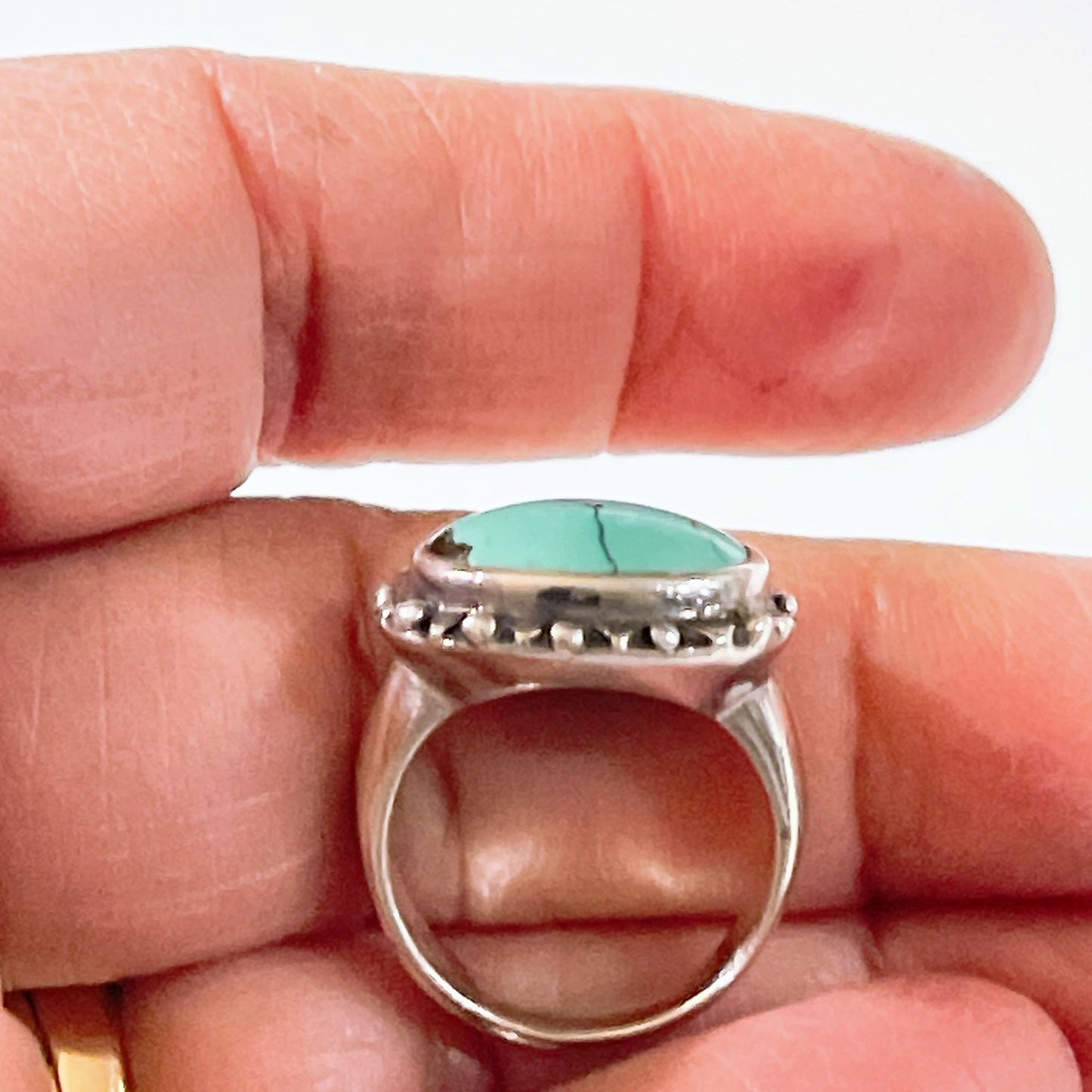 Turquoise Oval Sterling Silver Ring Size 6.5