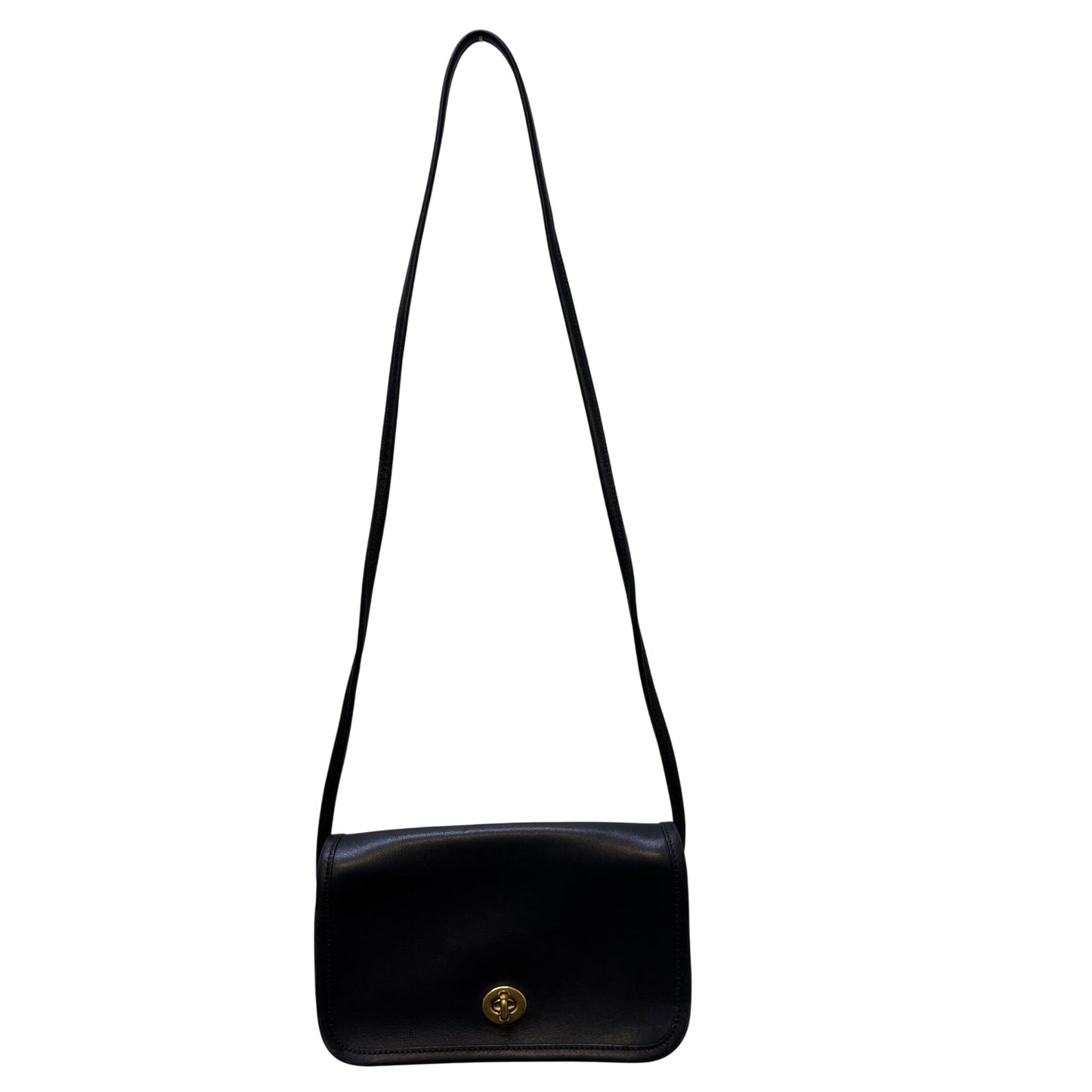 Classic Coach Mini Leather Crossbody Bag In Black With Gold Hardware