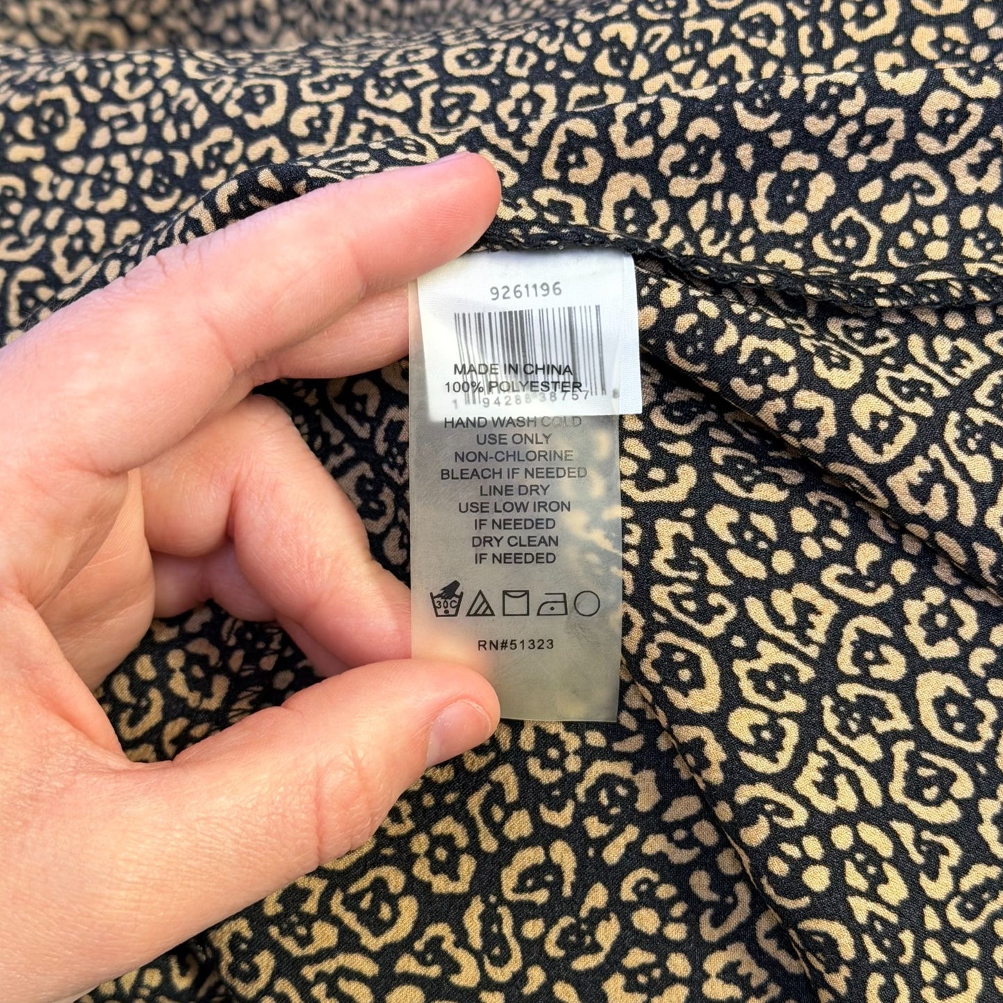 Vince Camuto Black & Tan Leopard Print V-Neck Blouse 1X