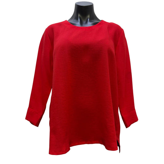 NWT Fridaze Red Linen Blouse Pleated Back S