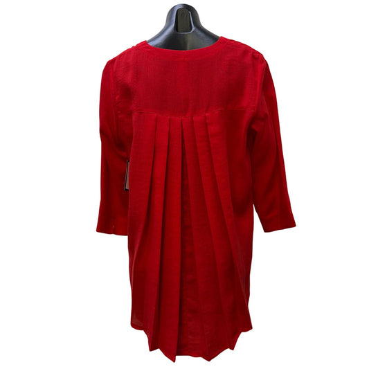 NWT Fridaze Red Linen Blouse Pleated Back S