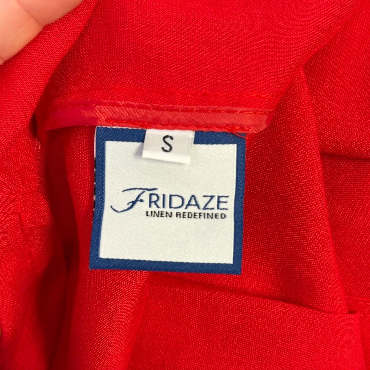 NWT Fridaze Red Linen Blouse Pleated Back S