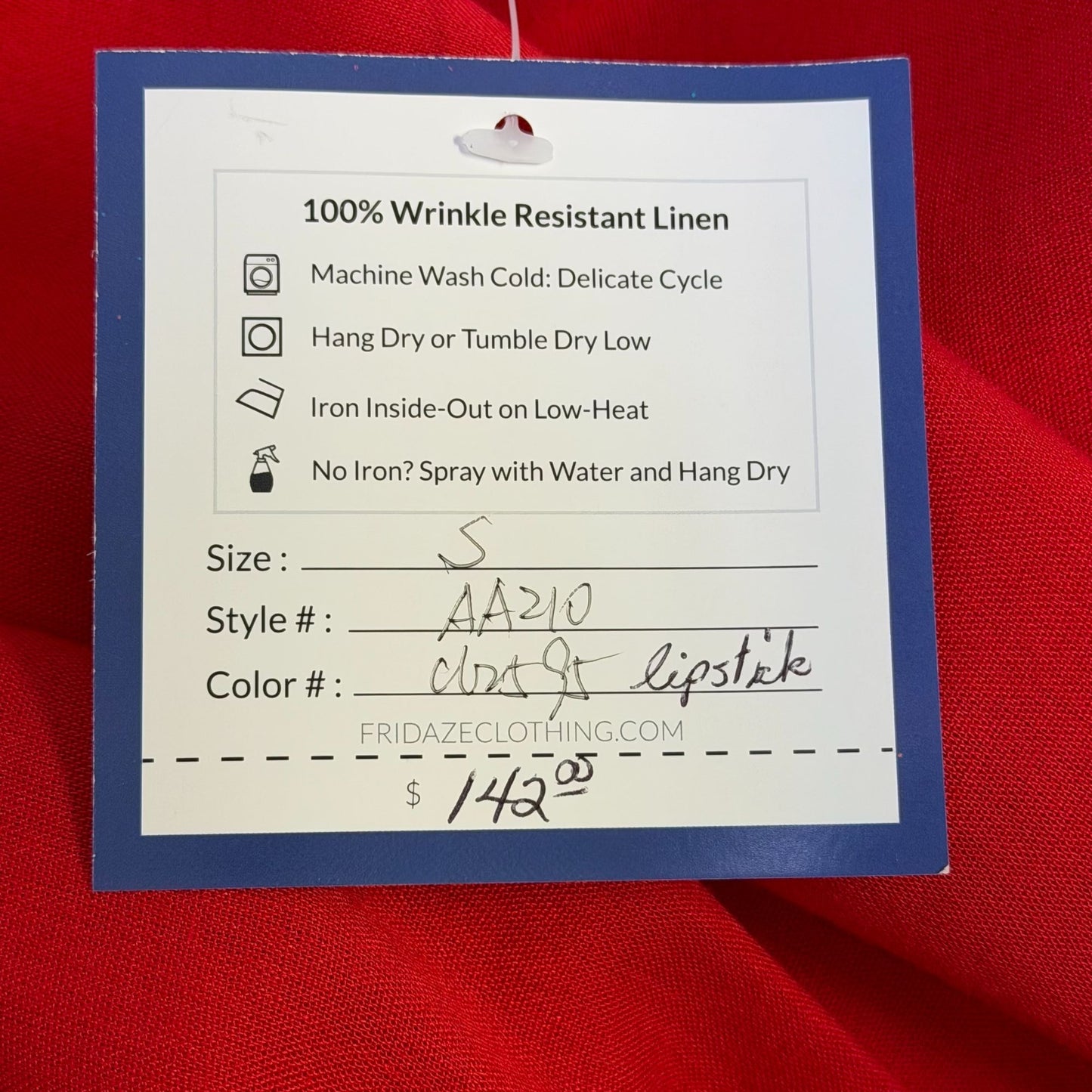 NWT Fridaze Red Linen Blouse Pleated Back S