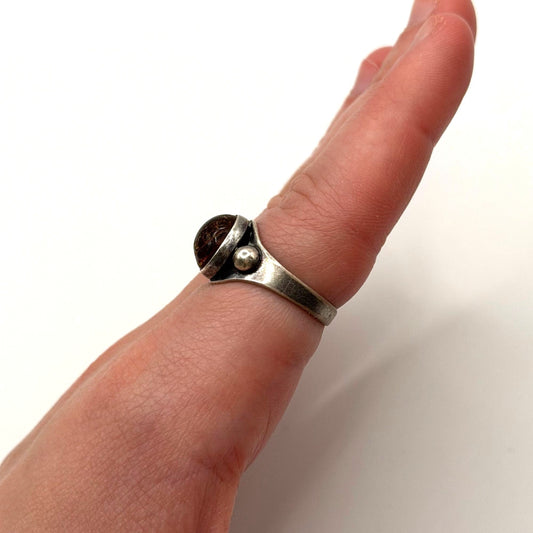 Brdr Denmark 925 Sterling Silver Baltic Amber Ring Sz 6.5