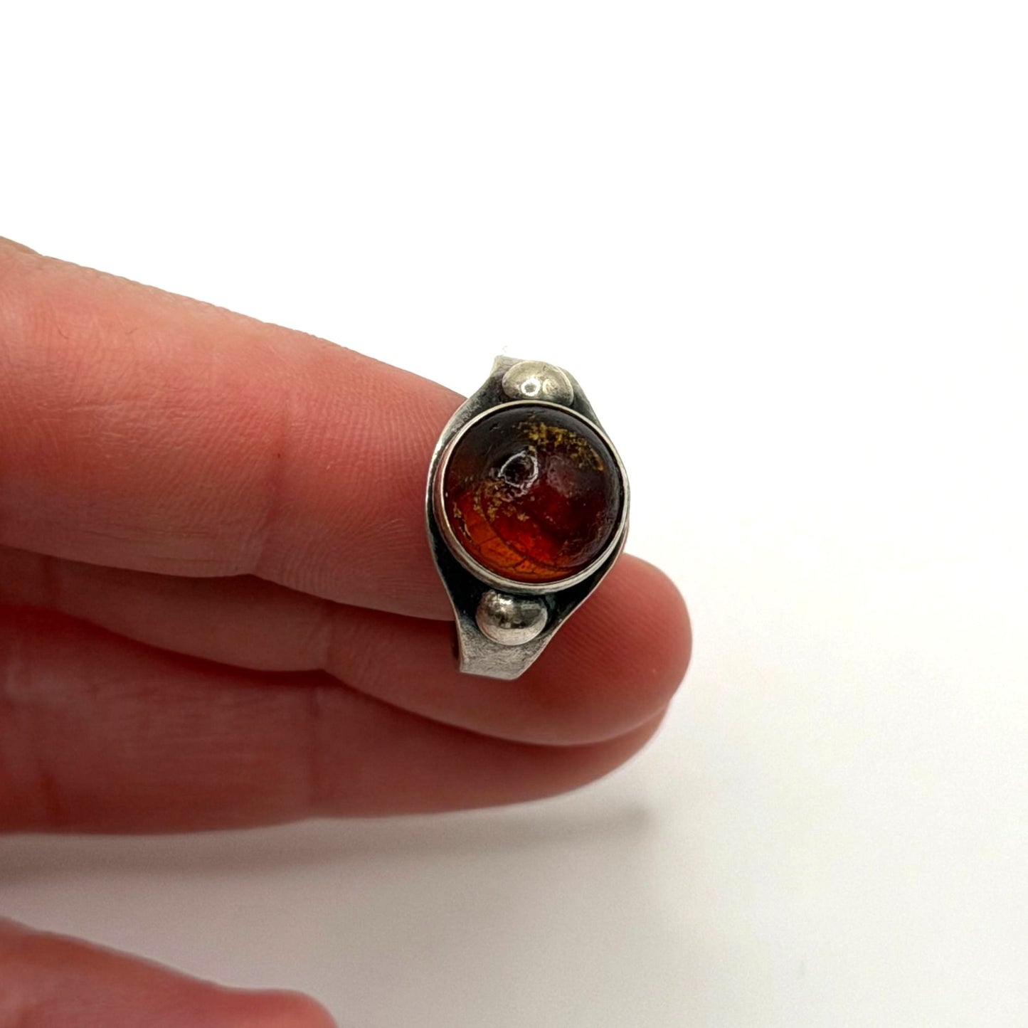 Brdr Denmark 925 Sterling Silver Baltic Amber Ring Sz 6.5