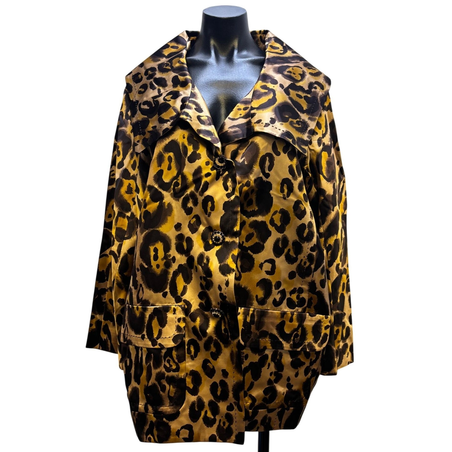 NWT St. John Leopard Print Silk Jacket Brown 10