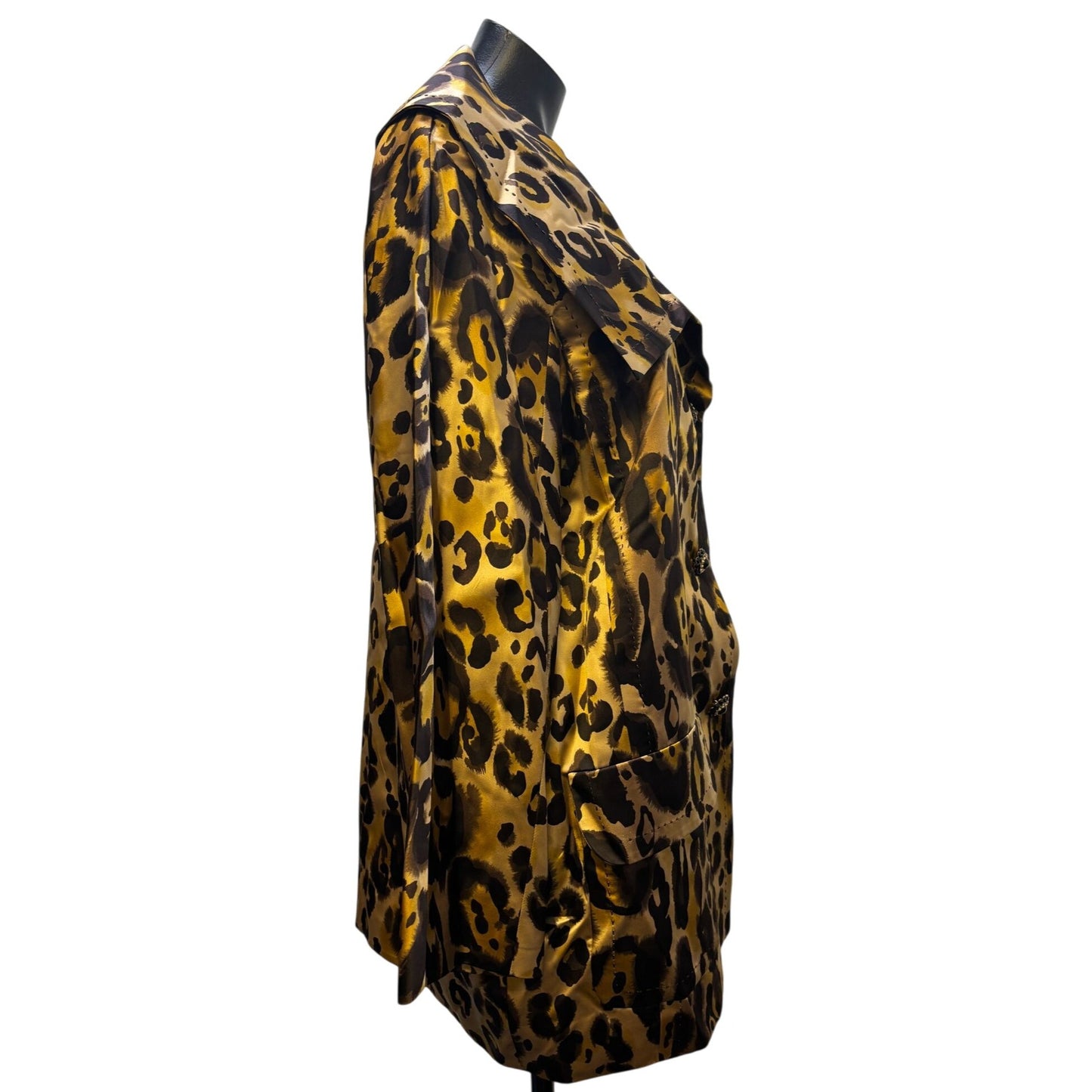 NWT St. John Leopard Print Silk Jacket Brown 10