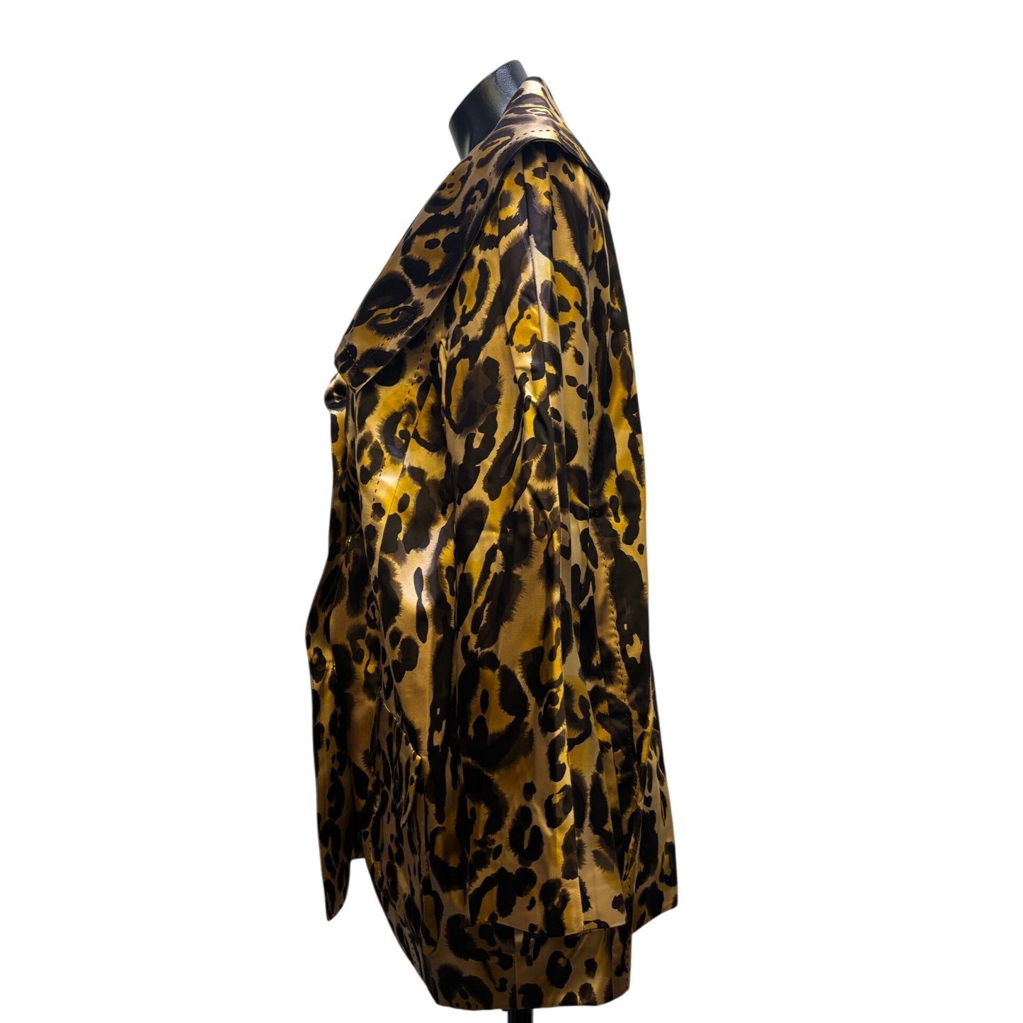 NWT St. John Leopard Print Silk Jacket Brown 10