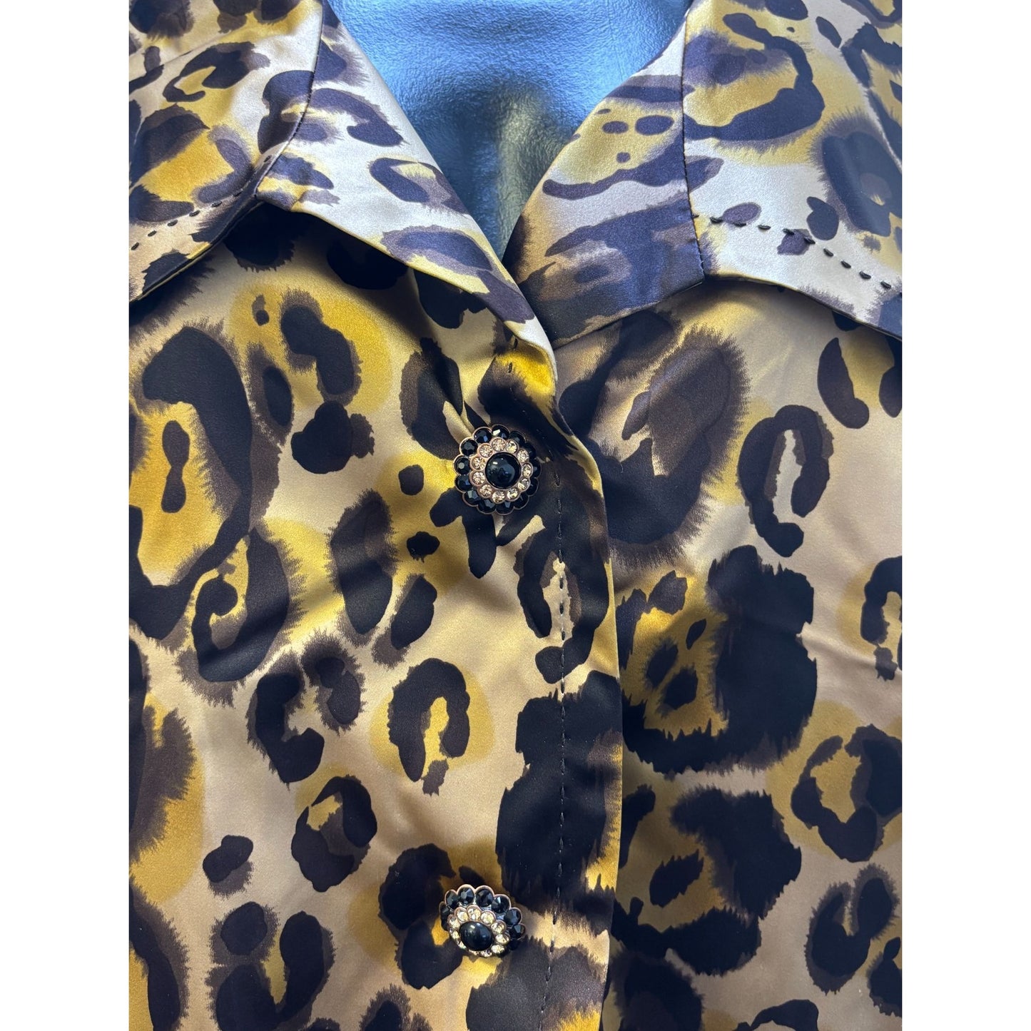 NWT St. John Leopard Print Silk Jacket Brown 10
