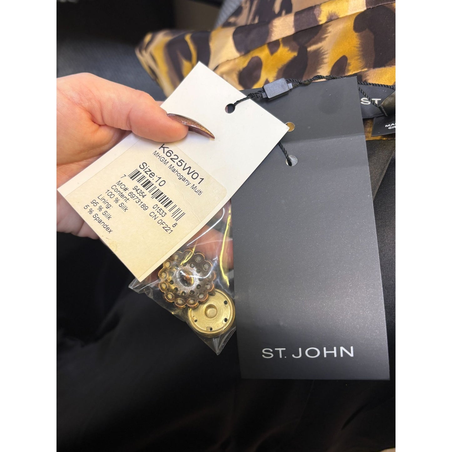 NWT St. John Leopard Print Silk Jacket Brown 10