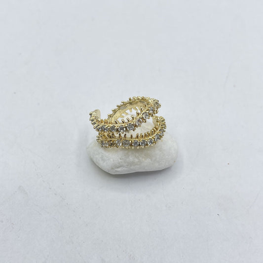 Gold-Tone Kendra Scott Double Hoop Crystal Ring 7