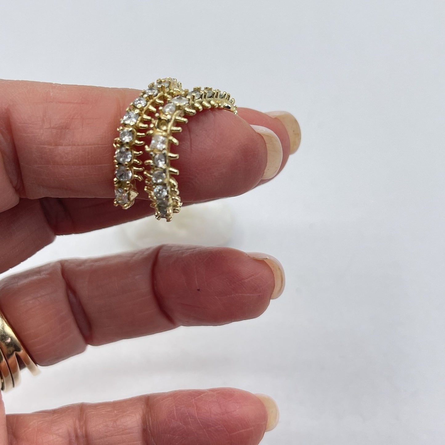 Gold-Tone Kendra Scott Double Hoop Crystal Ring 7