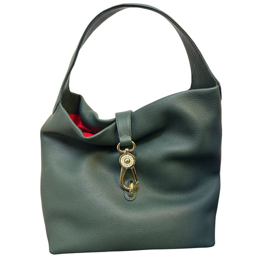 Dooney & Bourke Green Pebbled Leather Shoulder Bag With Gold Hardware