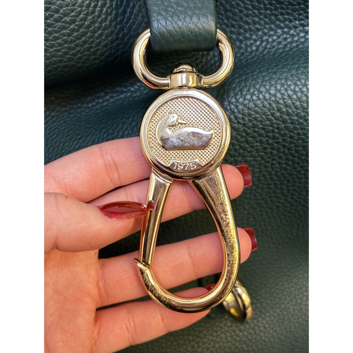 Dooney & Bourke Green Pebbled Leather Shoulder Bag With Gold Hardware