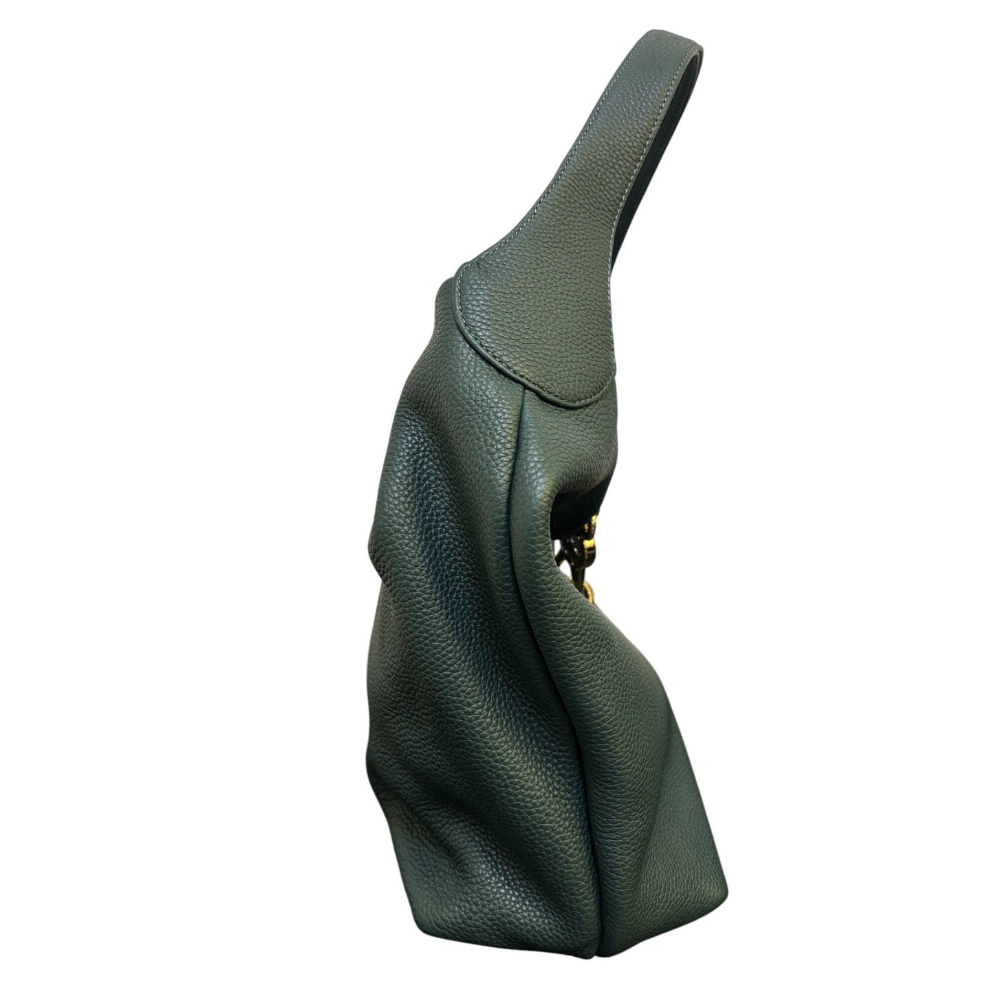 Dooney & Bourke Green Pebbled Leather Shoulder Bag With Gold Hardware