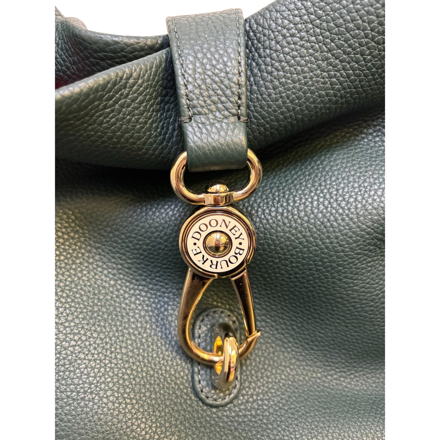 Dooney & Bourke Green Pebbled Leather Shoulder Bag With Gold Hardware