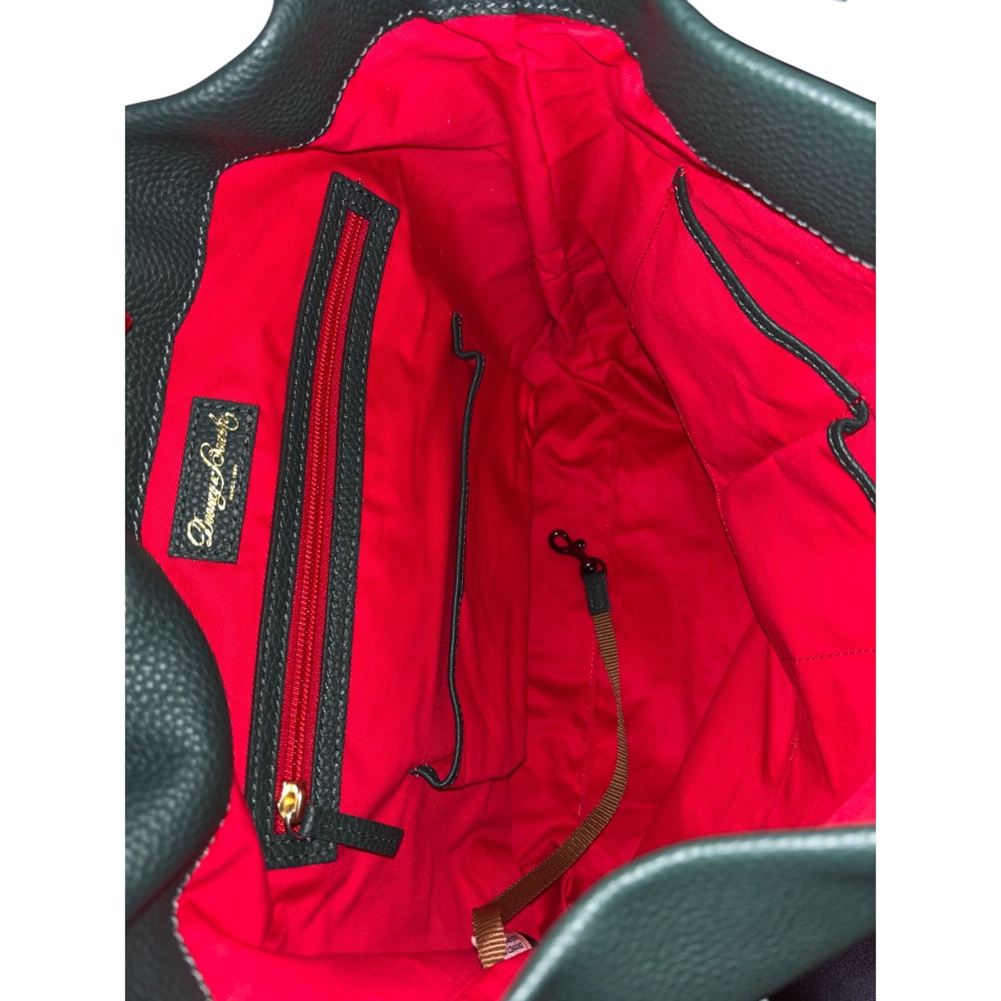 Dooney & Bourke Green Pebbled Leather Shoulder Bag With Gold Hardware