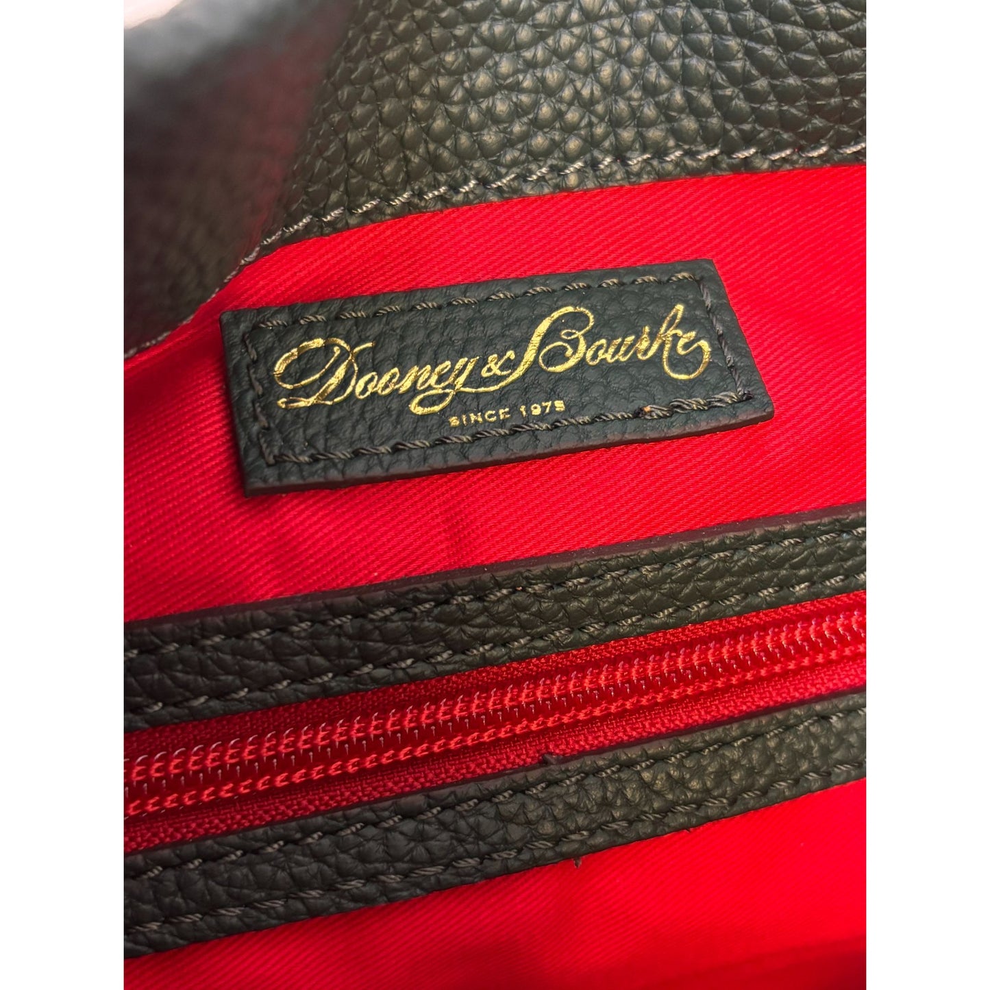 Dooney & Bourke Green Pebbled Leather Shoulder Bag With Gold Hardware