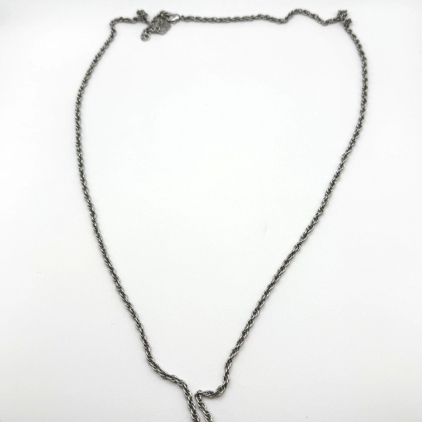 Kendra Scott Silver Chain Necklace With Black Stone & Tassel Pendant