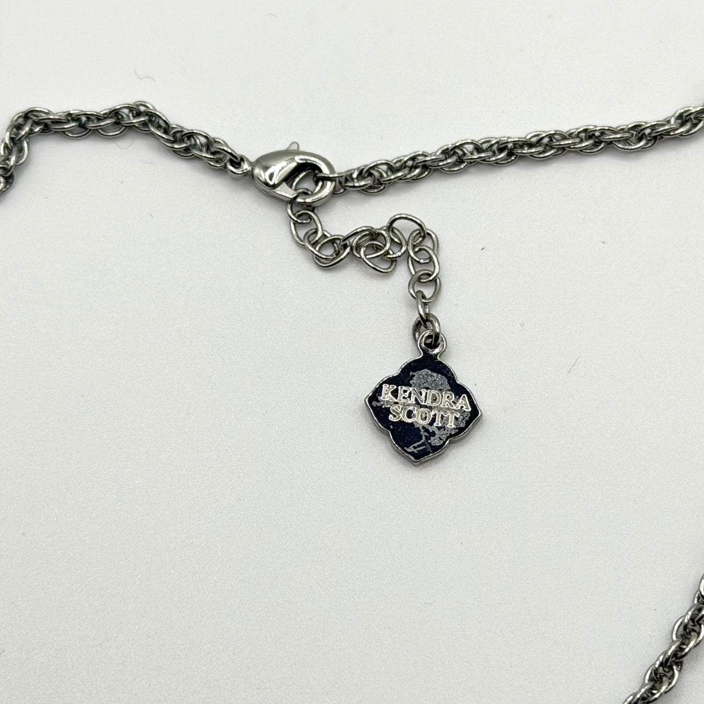 Kendra Scott Silver Chain Necklace With Black Stone & Tassel Pendant