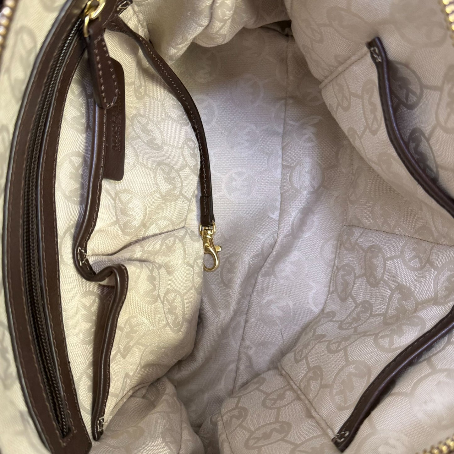 Michael Kors Brown Python-Embossed Leather Shoulder Bag With Adjustable Strap