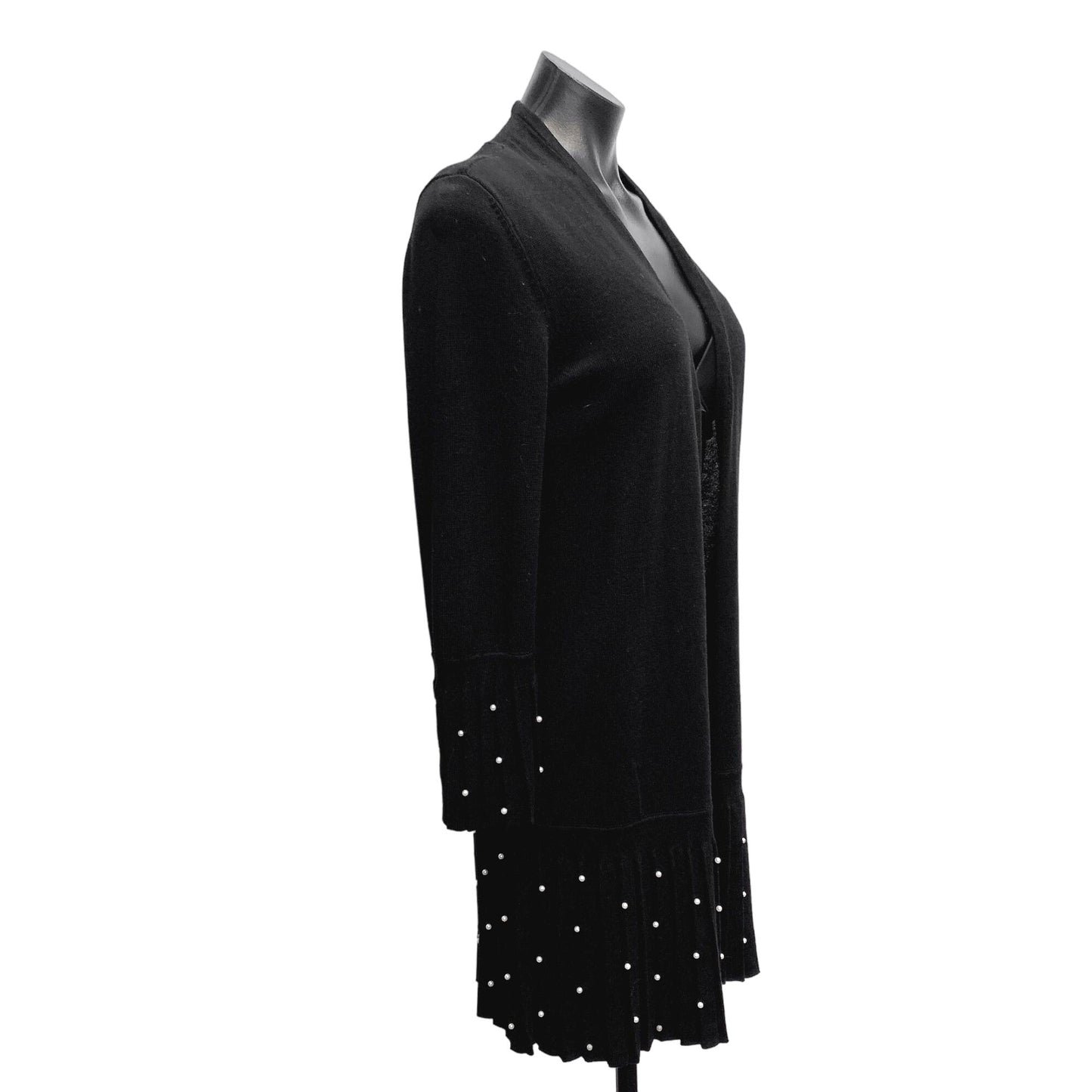 NWT Chicos Fancy Black w/ White Pearls Cardigan Sweater Size 0