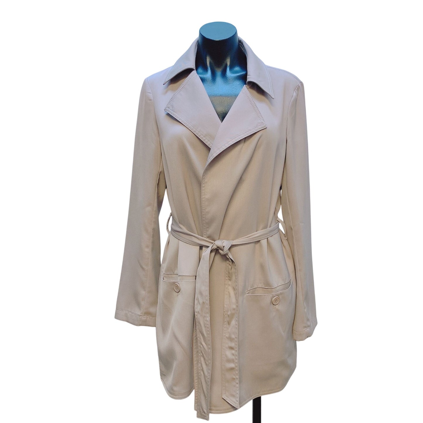 NWT Max Studio Cobblestone Tan Belted Trench Coat Size Medium