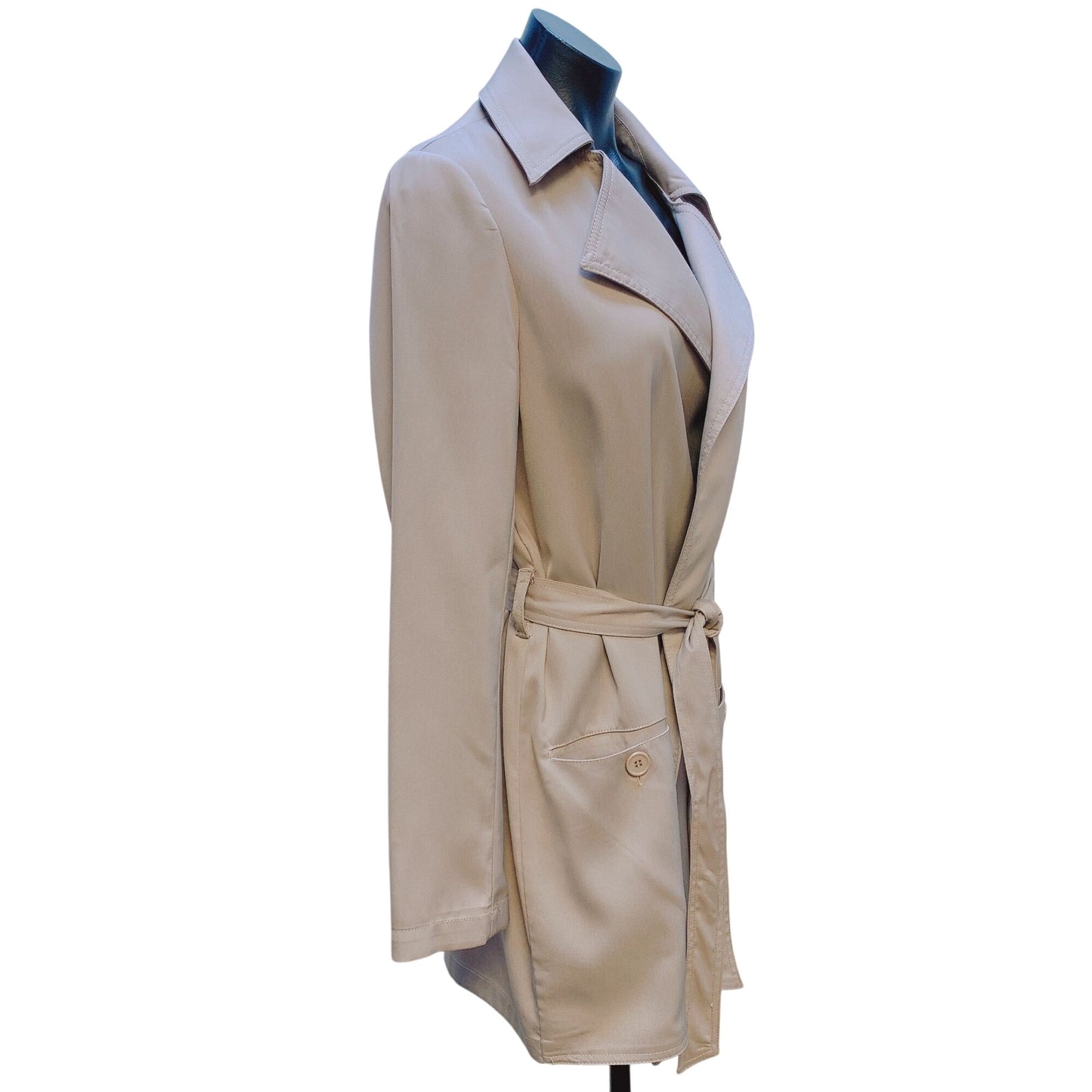 NWT Max Studio Cobblestone Tan Belted Trench Coat Size Medium