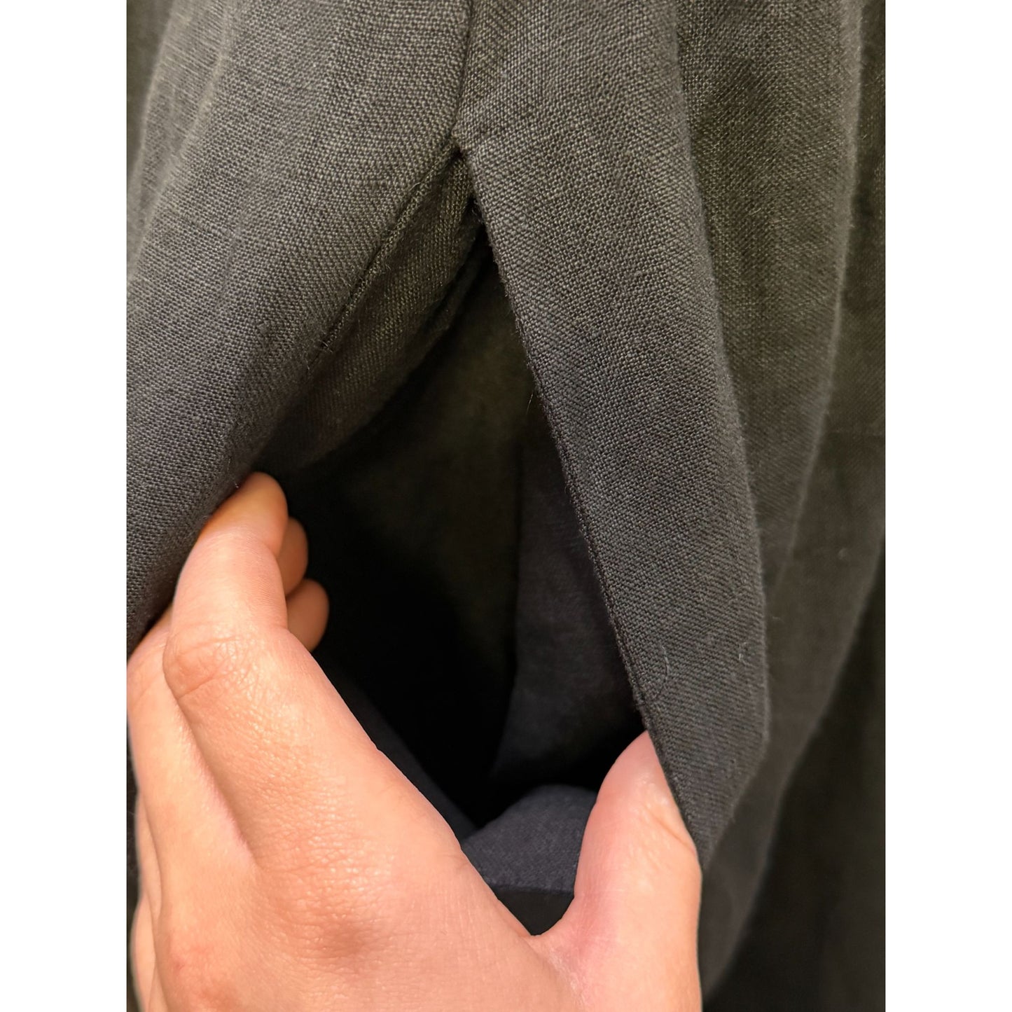 a. ren Black Linen Midi Dress With Smocked Bodice & Adjustable Straps M