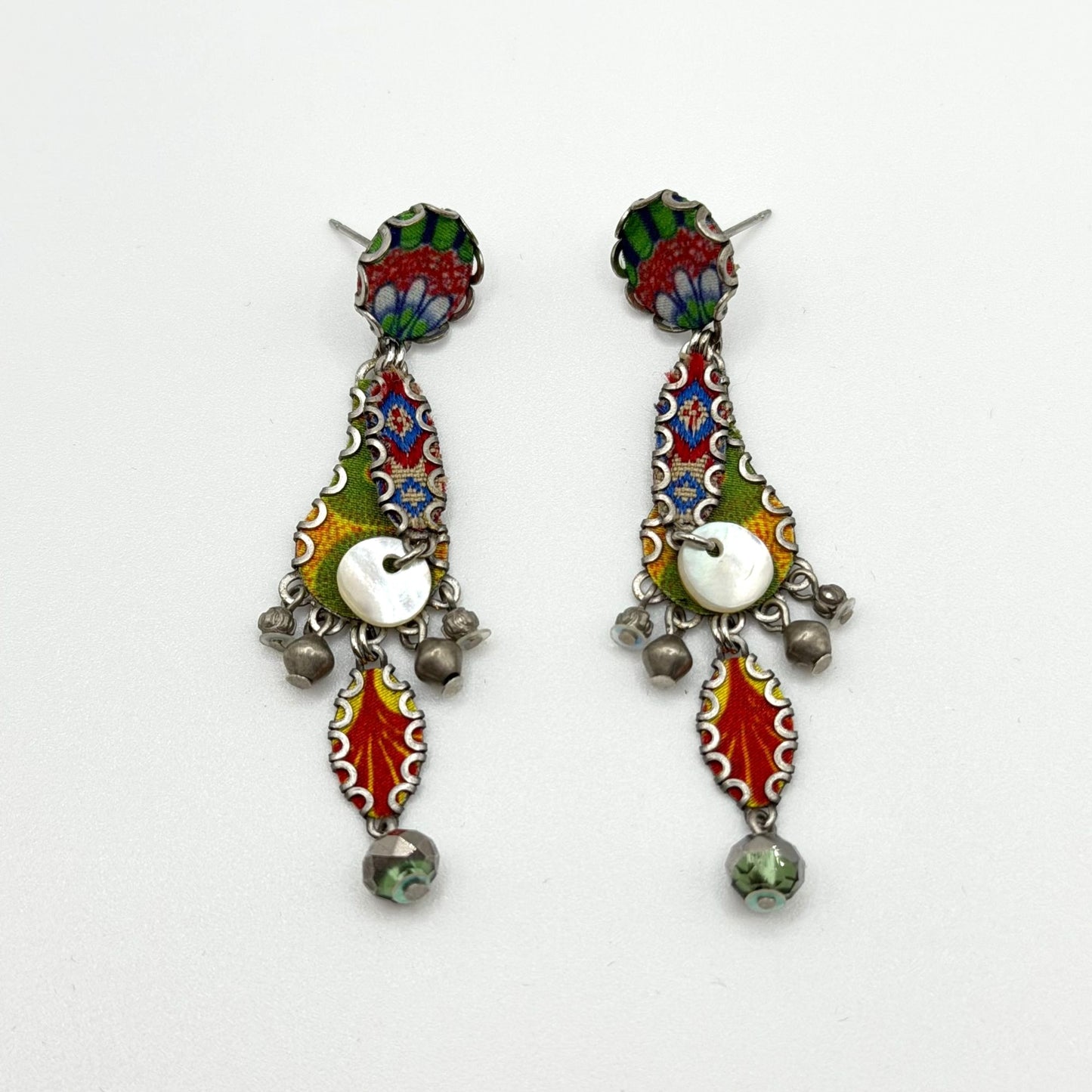 Ayla Bar Silver-Tone Drop Earrings With Colorful Accents