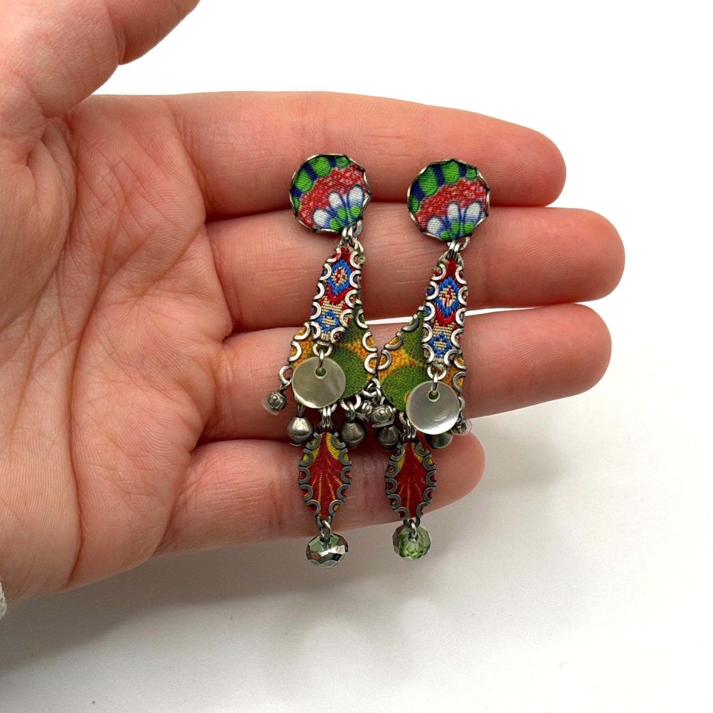 Ayla Bar Silver-Tone Drop Earrings With Colorful Accents