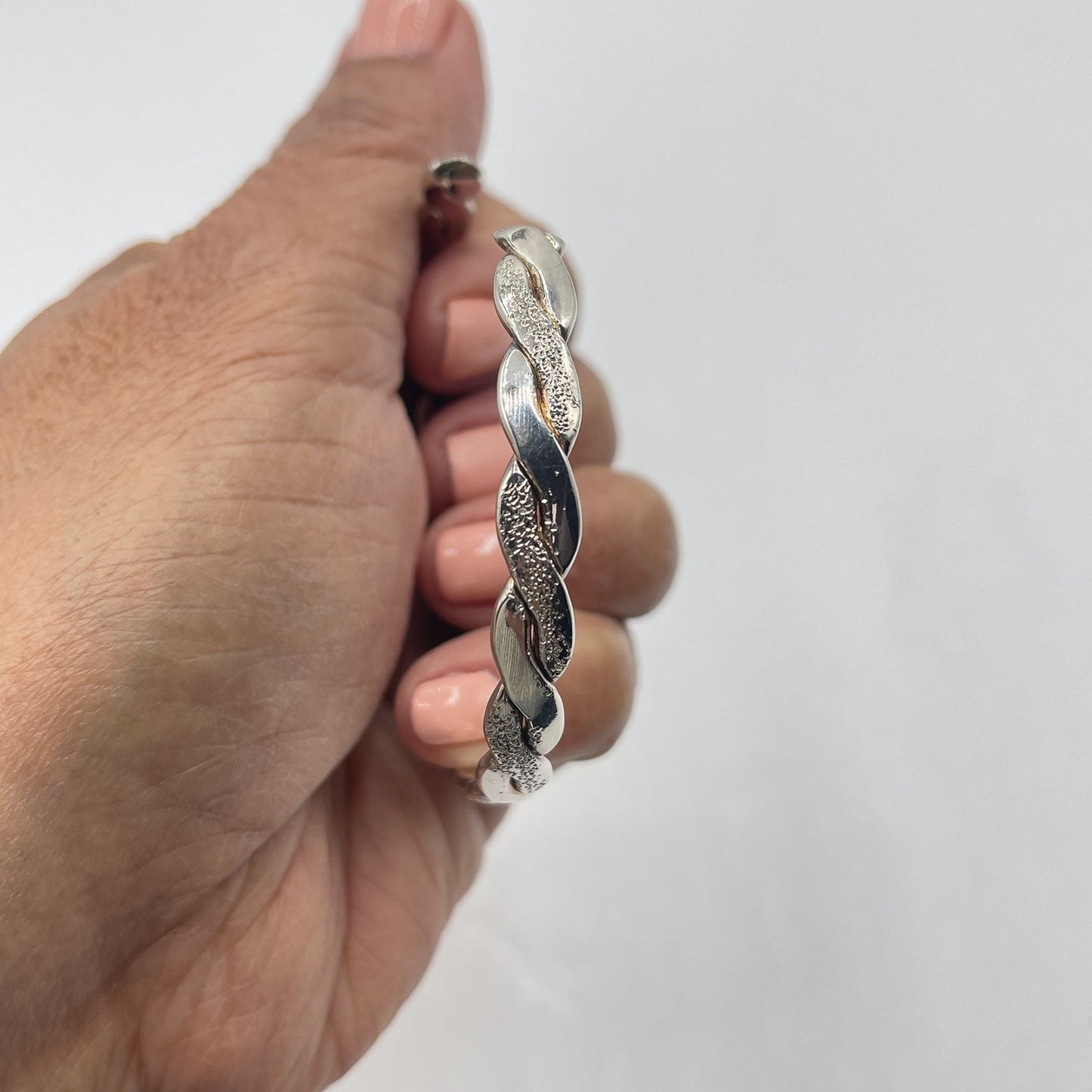 925 Vintage Silver Twisted Open Cuff Bracelet