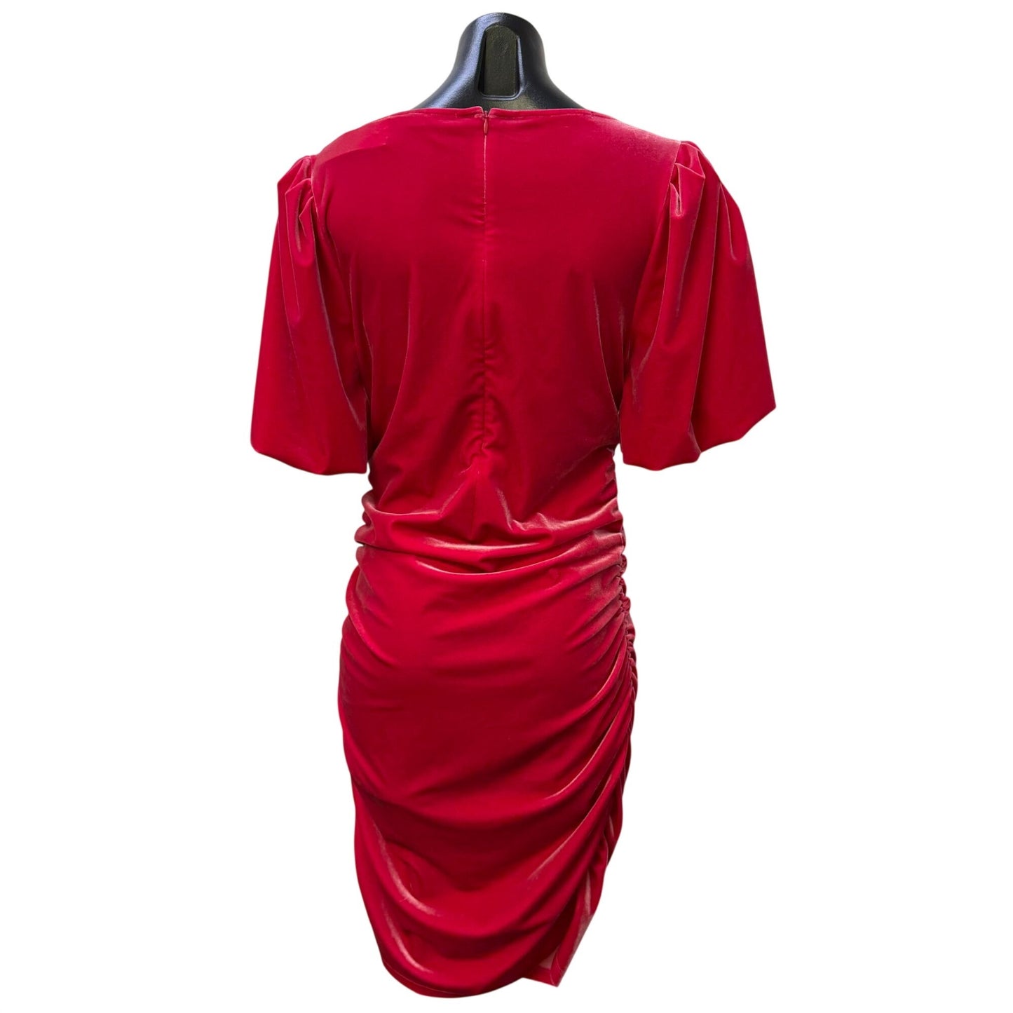 Scotch & Soda Pink Velvet Dress With Ruched Skirt & Short Puff Sleeves L