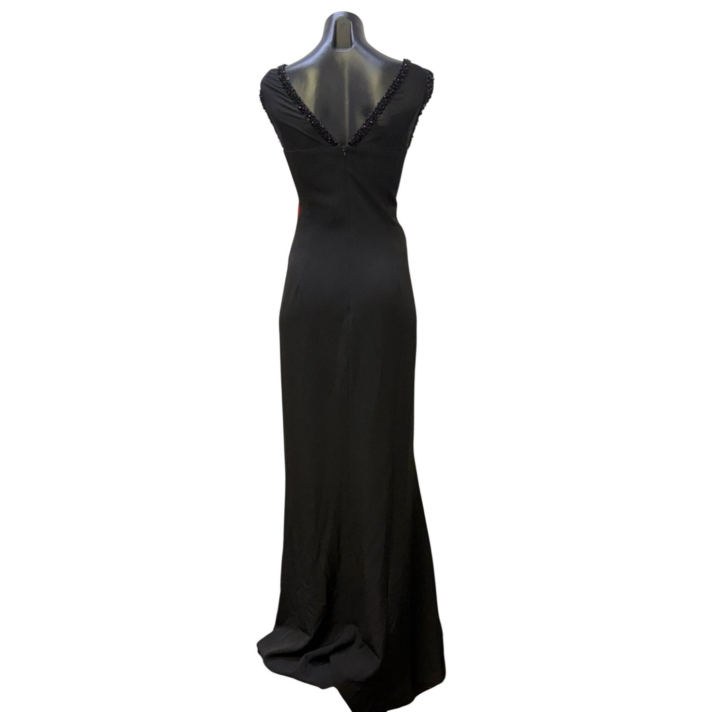 NWT Karl Lagerfeld Black Beaded Neckline Sleeveless Evening Gown Size 12