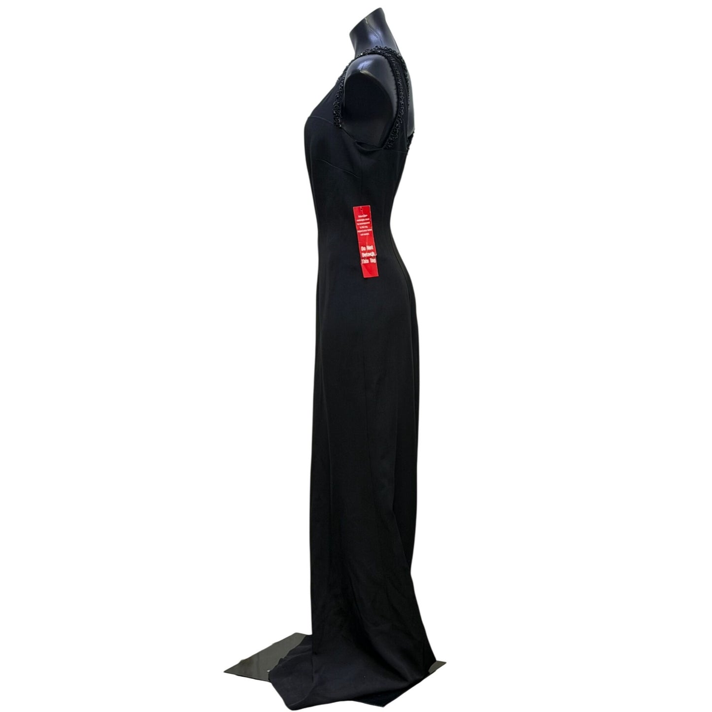 NWT Karl Lagerfeld Black Beaded Neckline Sleeveless Evening Gown Size 12