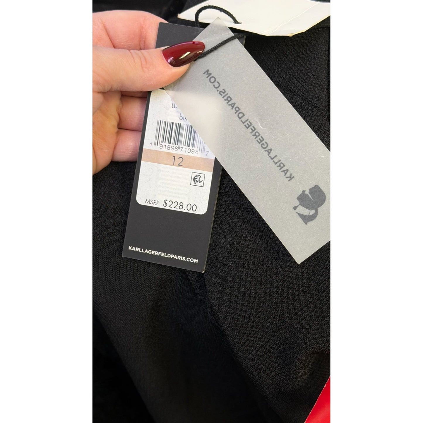 NWT Karl Lagerfeld Black Beaded Neckline Sleeveless Evening Gown Size 12