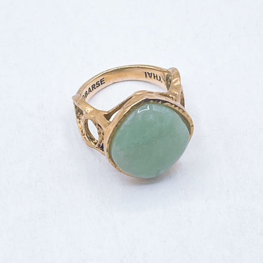 Green Stone Brass Ring By Barse