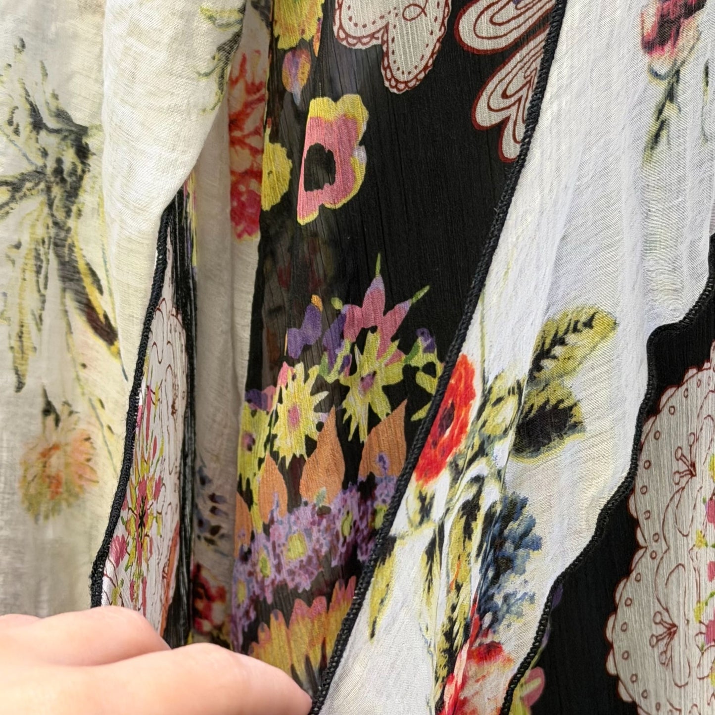 John Mark Floral Print Sheer Tunic Blouse Multi-Color Long Sleeve L