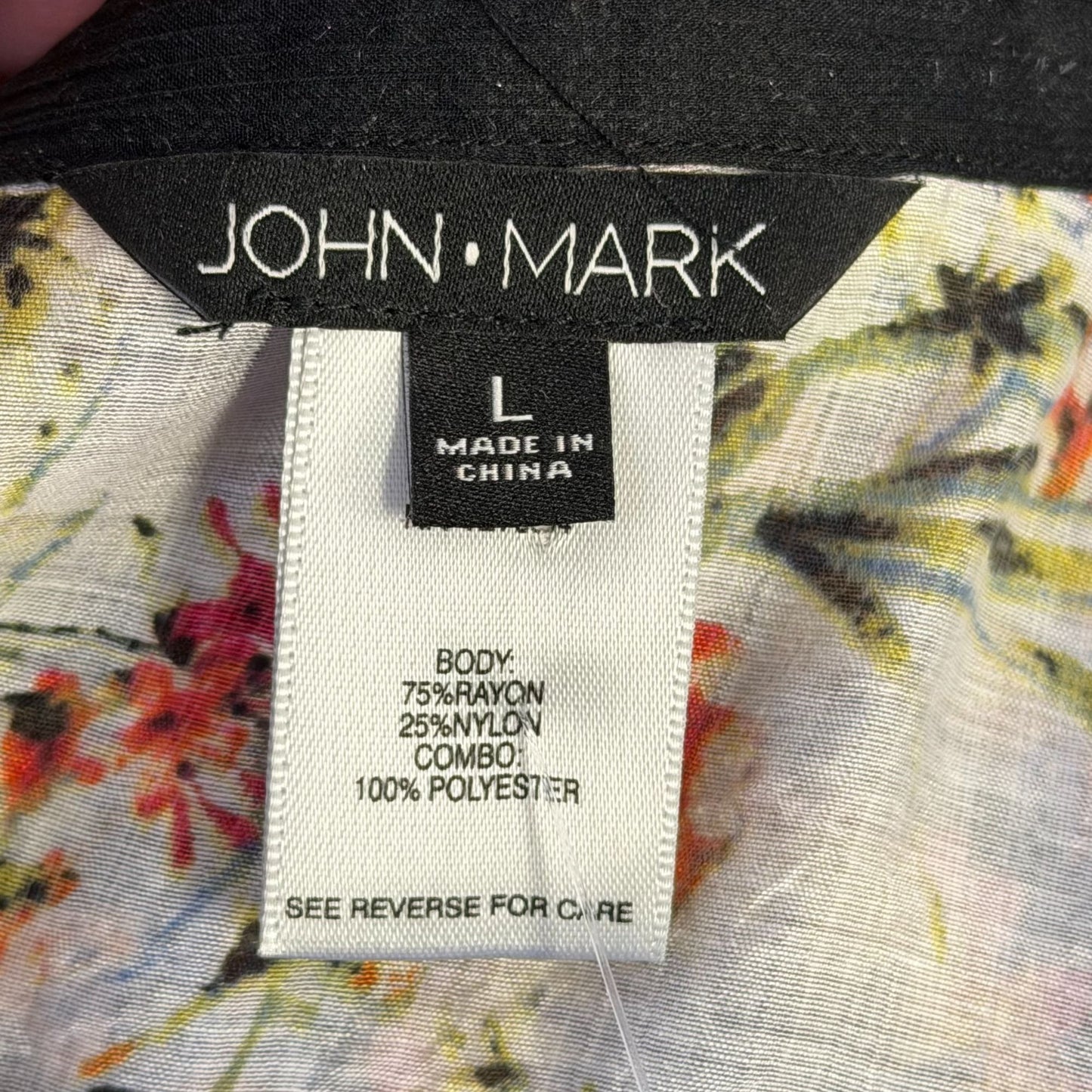 John Mark Floral Print Sheer Tunic Blouse Multi-Color Long Sleeve L