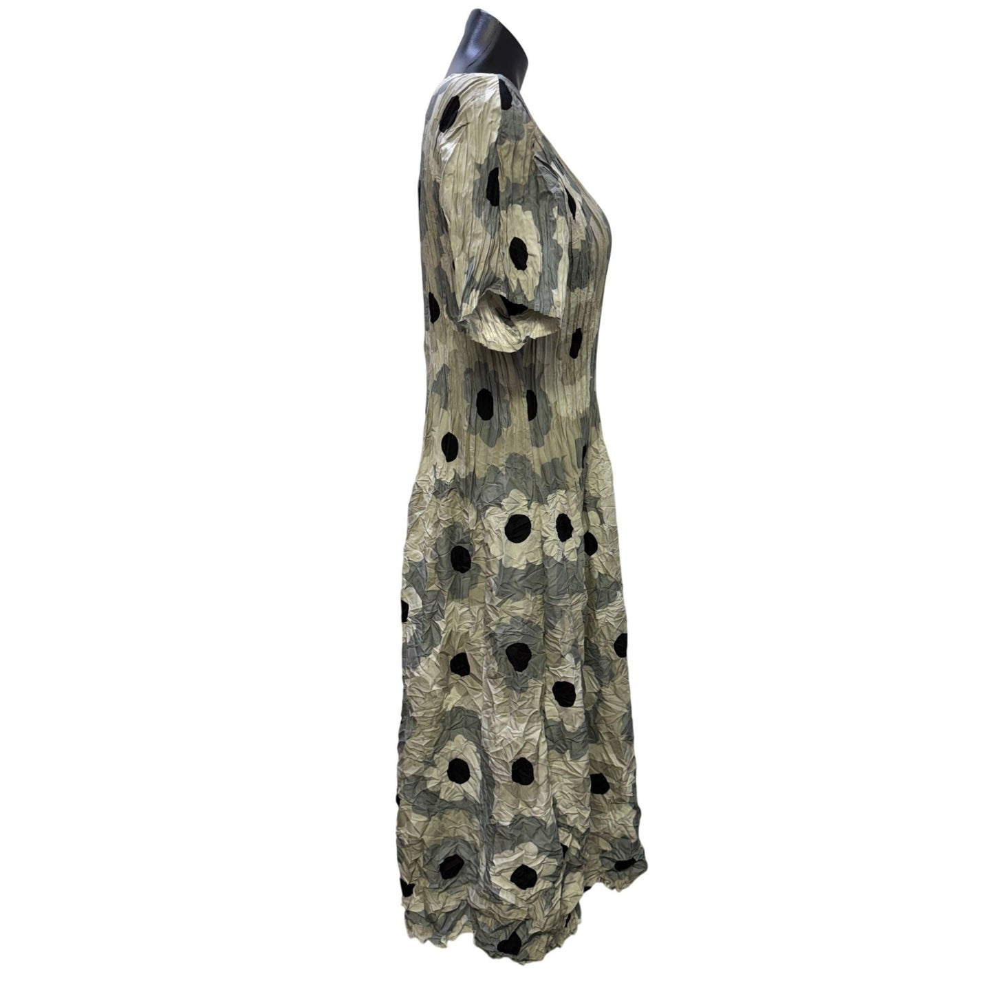 Alquema Crushed Floral Midi Dress Gray & Cream Size 2 Fits 16-18